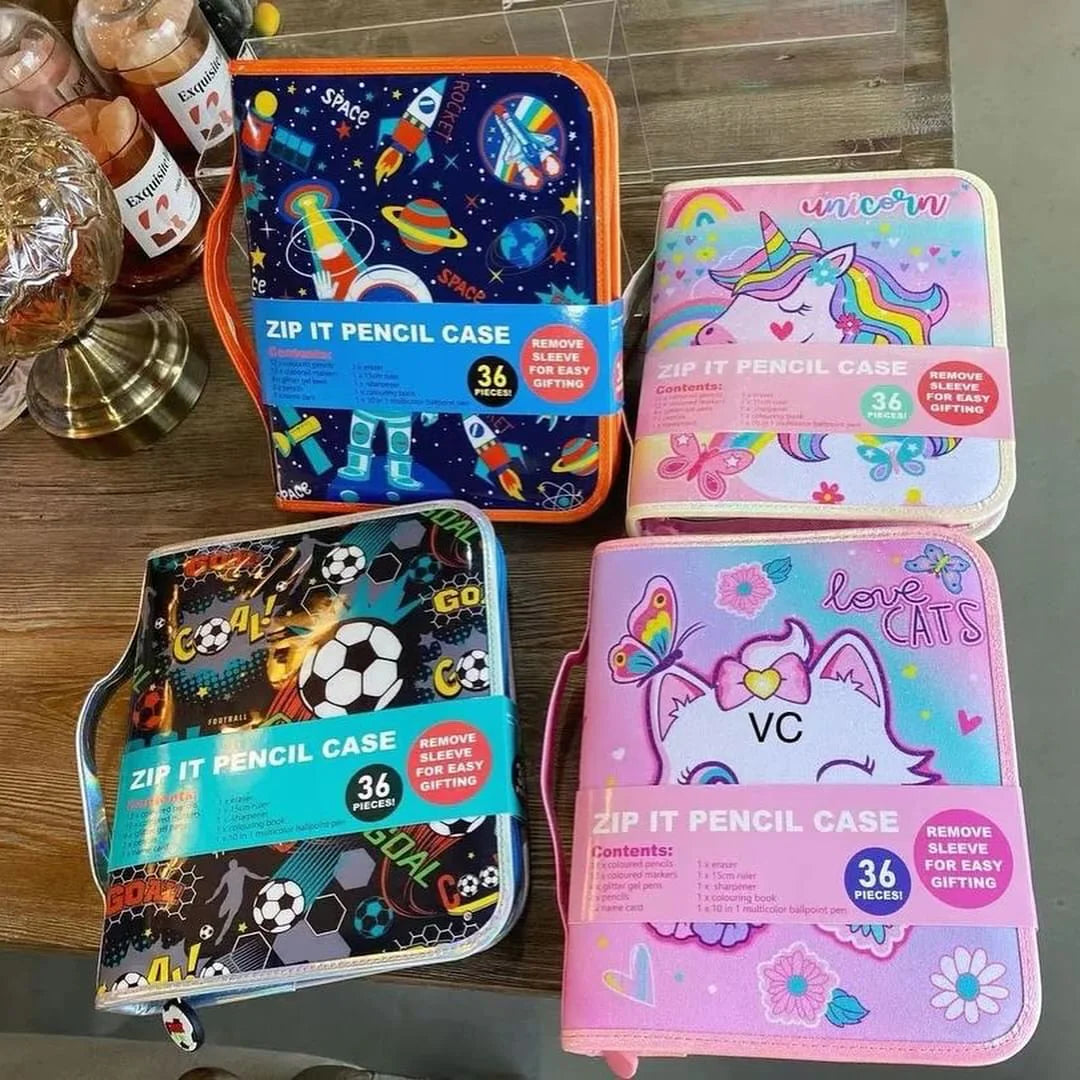 36-Piece Stationery Art Coloring Set With Pencil Case