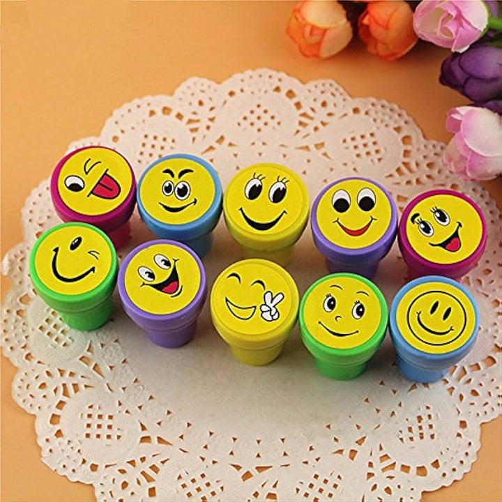 Classic Pack of 10 Smiley Stamps for Birthday Return Gifts for Kids|Smiley or Emoji Theme
