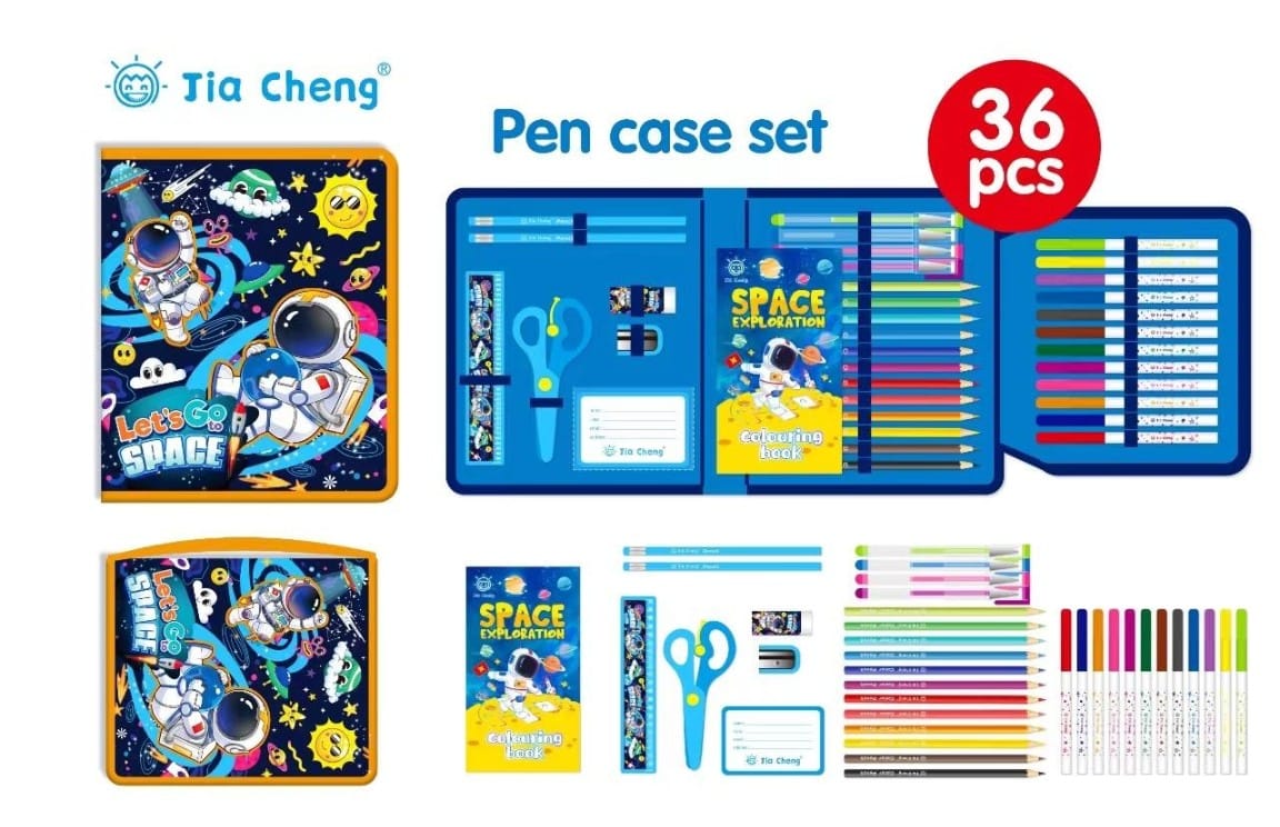 36-Piece Stationery Art Coloring Set With Pencil Case