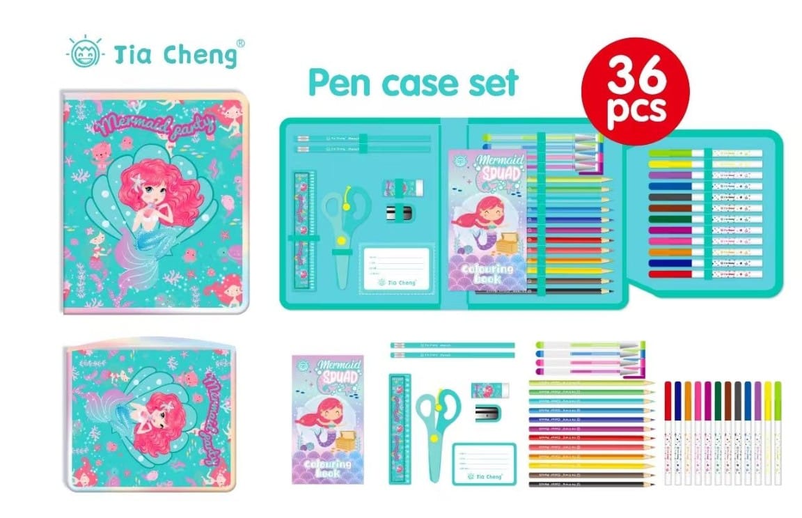 36-Piece Stationery Art Coloring Set With Pencil Case