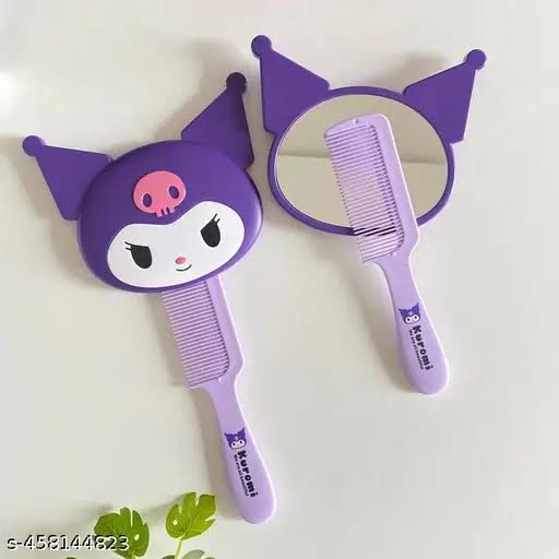 kuromi makeup mirror & comb set