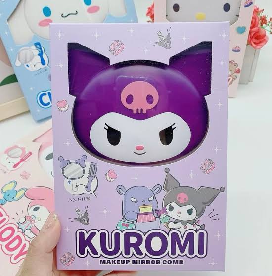 kuromi makeup mirror & comb set